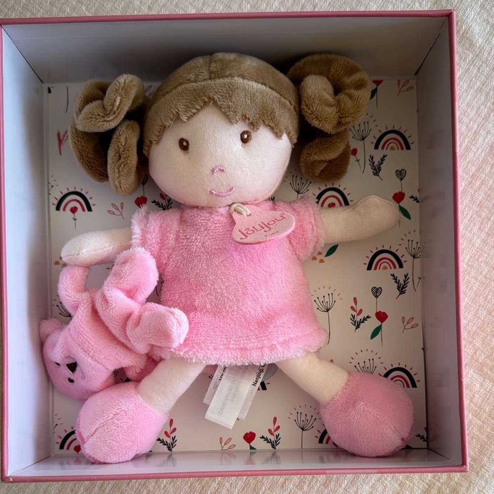 Demoiselle Rose by Jolijou, New in Box. Plush Doll with Teddy